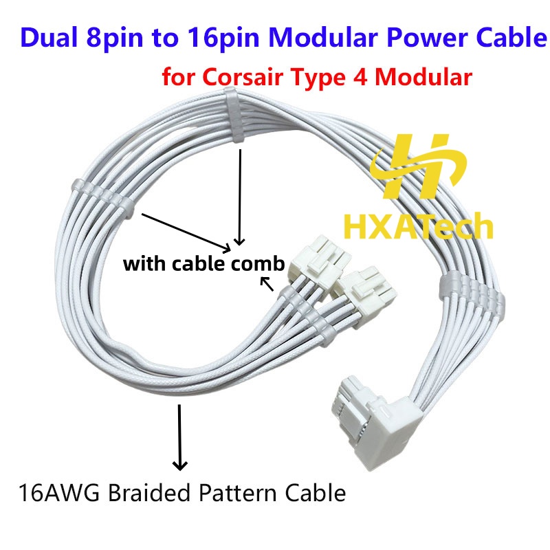 Dual 8Pin To 16Pin 12Vhpwr Cable - Cabo de Alimentação Trançado de Alta