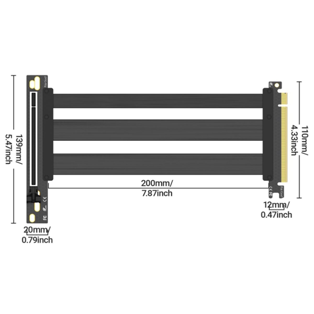 Pcie 5.0 Gpu Riser Cable - Cabo Riser PCIe 5.0 para Montagem