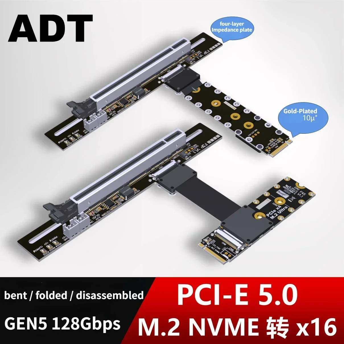 Pcie 5.0 Gpu Riser Cable - Cabo de Extensão ADT-Link PCIe 5.0